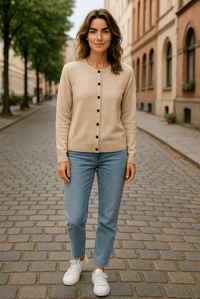 Image 4 of Merino Wool Cardigan – Creme White