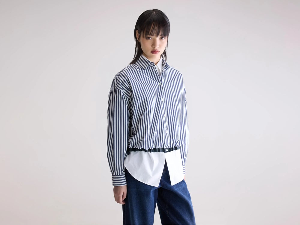 Image of 1-Camisa Glow raya blanco y marino