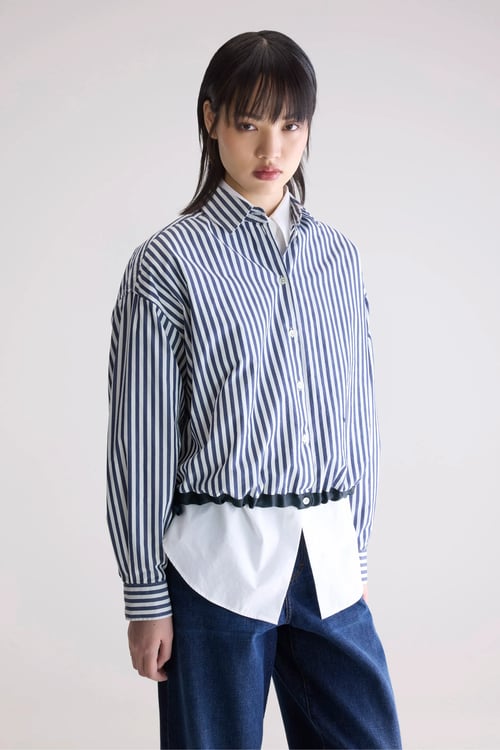 Image of 1-Camisa Glow raya blanco y marino