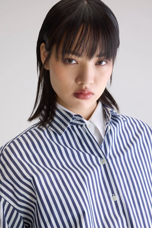 Image of 1-Camisa Glow raya blanco y marino