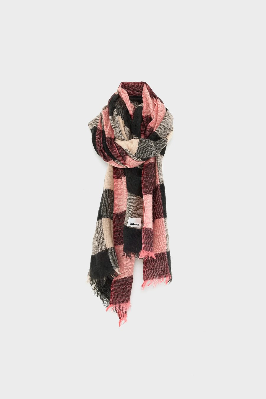 Image of 6-Bufanda SIDOR cuadro negro rosa beige
