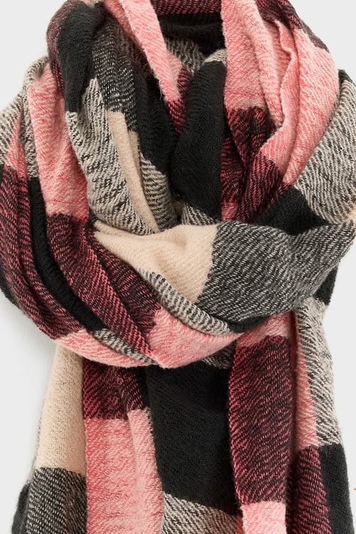 Image of 6-Bufanda SIDOR cuadro negro rosa beige