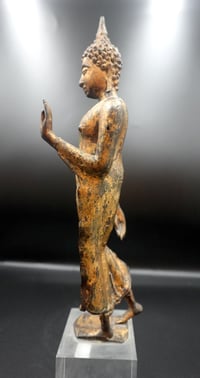 Image 3 of Thai gilt-bronze walking Buddha, Sukhothai style