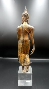 Image 4 of Thai gilt-bronze walking Buddha, Sukhothai style