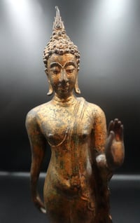 Image 5 of Thai gilt-bronze walking Buddha, Sukhothai style