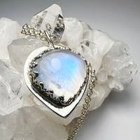Image 1 of Rainbow Moonstone Necklace Sterling Silver Pendant Handmade Jewelry