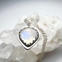 Image 2 of Rainbow Moonstone Necklace Sterling Silver Pendant Handmade Jewelry