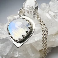 Image 3 of Rainbow Moonstone Necklace Sterling Silver Pendant Handmade Jewelry