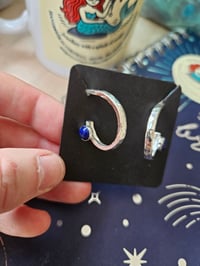 Image 6 of Chunky Sterling silver Hoop Earrings  - with Lapis Lazuli Gemstone 