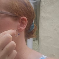 Image 9 of Chunky Sterling silver Hoop Earrings  - with Lapis Lazuli Gemstone 