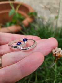 Image 10 of Chunky Sterling silver Hoop Earrings  - with Lapis Lazuli Gemstone 