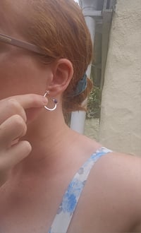 Image 11 of Chunky Sterling silver Hoop Earrings  - with Lapis Lazuli Gemstone 