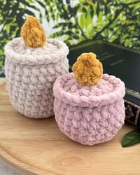 Image 1 of Flameless Candle Candle Crochet Plush | Cozy Teacandle Bookish Plushie