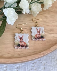 Image 1 of Watercolor Bunny Rabbit Earrings