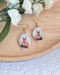 Image 2 of Watercolor Bunny Rabbit Earrings