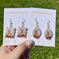 Image 3 of Watercolor Bunny Rabbit Earrings