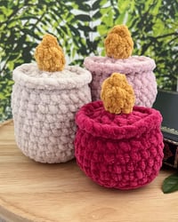 Image 4 of Flameless Candle Candle Crochet Plush | Cozy Teacandle Bookish Plushie
