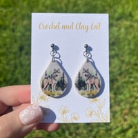 Image 8 of Watercolor Wolf Earrings