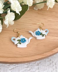 Image 1 of Floral Teapot Earrings 