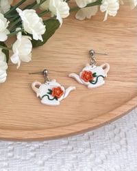 Image 2 of Floral Teapot Earrings 