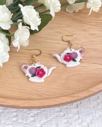 Image 3 of Floral Teapot Earrings 
