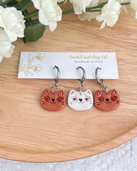 Image 1 of Clay Cat Stitch Markers for Crocheting and Knitting 