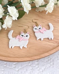 Image 1 of Handmade Bow Cat Earrings 