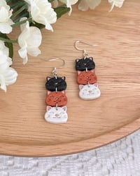 Image 2 of Handmade Fall Clay Cat Earrings
