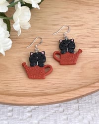 Image 3 of Handmade Fall Clay Cat Earrings