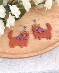 Image 3 of Handmade Bow Cat Earrings 