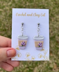 Image 2 of Lavender Latte Coffee Earrings 