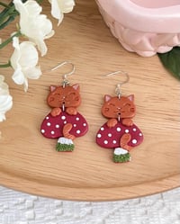 Image 4 of Handmade Fall Clay Cat Earrings