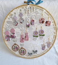 Image 4 of Embroidery Hoop Jewelry Holder | Earrings Organizer