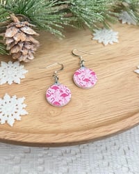 Image 2 of Pink Flamingo Dangle Earrings | Florida Christmas