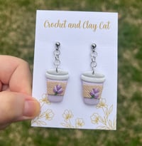 Image 4 of Lavender Latte Coffee Earrings 