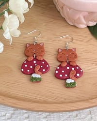 Image 6 of Handmade Fall Clay Cat Earrings