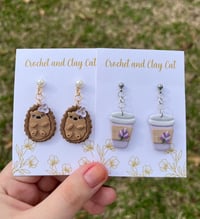 Image 5 of Lavender Latte Coffee Earrings 