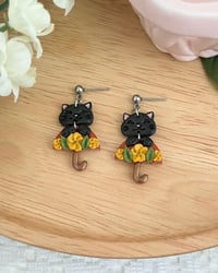 Image 7 of Handmade Fall Clay Cat Earrings