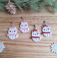 Image 7 of Christmas Cat Earrings | Winter Kitten Earrings