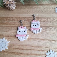 Image 8 of Christmas Cat Earrings | Winter Kitten Earrings