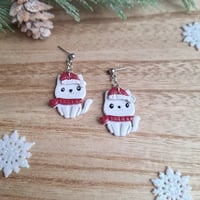 Image 9 of Christmas Cat Earrings | Winter Kitten Earrings 