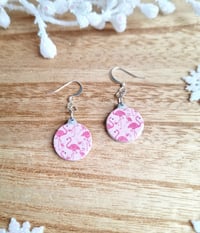Image 7 of Pink Flamingo Dangle Earrings | Florida Christmas