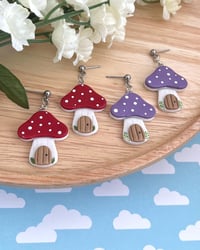 Image 1 of Mushroom Cottage Earrings | Fairycore Toadstool House