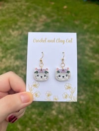 Image 2 of Flower Crown Cat Earrings