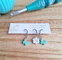 Image 2 of Flower Stitch Markers for Crochet and Knitting | Polymer Clay | Leverback Stitch Counters | Fiber...