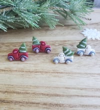 Image 2 of Christmas Red Truck Stud Earrings