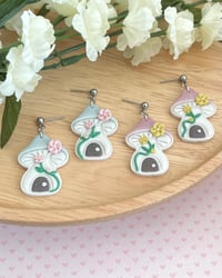 Image 4 of Mushroom Cottage Earrings | Fairycore Toadstool House
