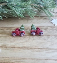 Image 4 of Christmas Red Truck Stud Earrings