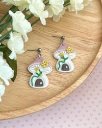 Image 5 of Mushroom Cottage Earrings | Fairycore Toadstool House