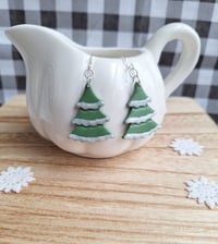 Image 4 of Christmas Tree Dangle Earrings | Snowy Pine Trees